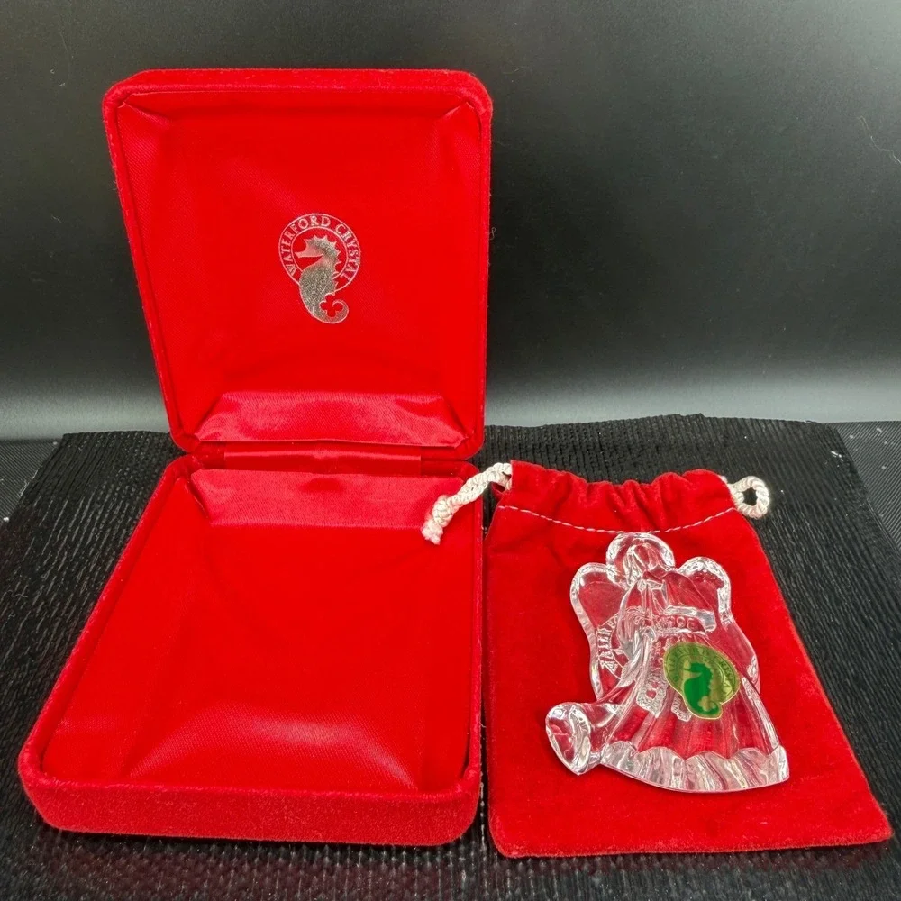 Waterford‎ Crystal 1998 Angel with Horn Ornament Ireland Red Box Pouch 3 Inch